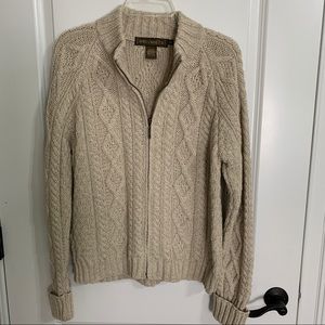 INIS CRAFTS Chunky Cabled Fisherman Zip Cardigan